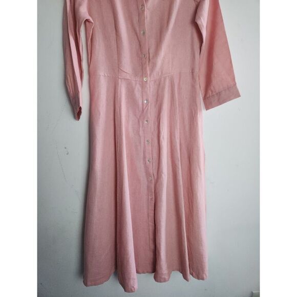 AND Women Pink A-Line Button Down Shirt A-Line Linen Blend Dress size 8 - Picture 8 of 10